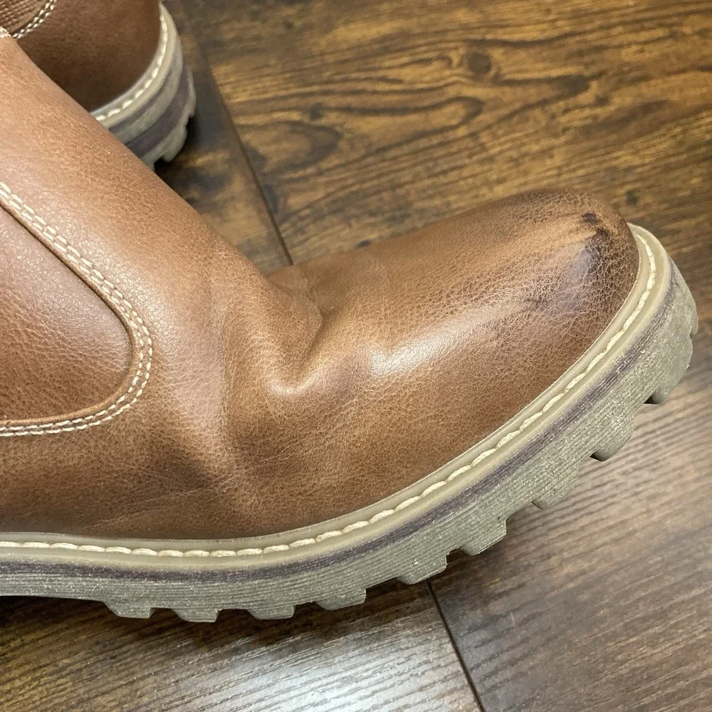 Bruno‎ Marc ENGLE-03 Men's Chelsea Boots Brown Leather Slip On Lug Sole 10